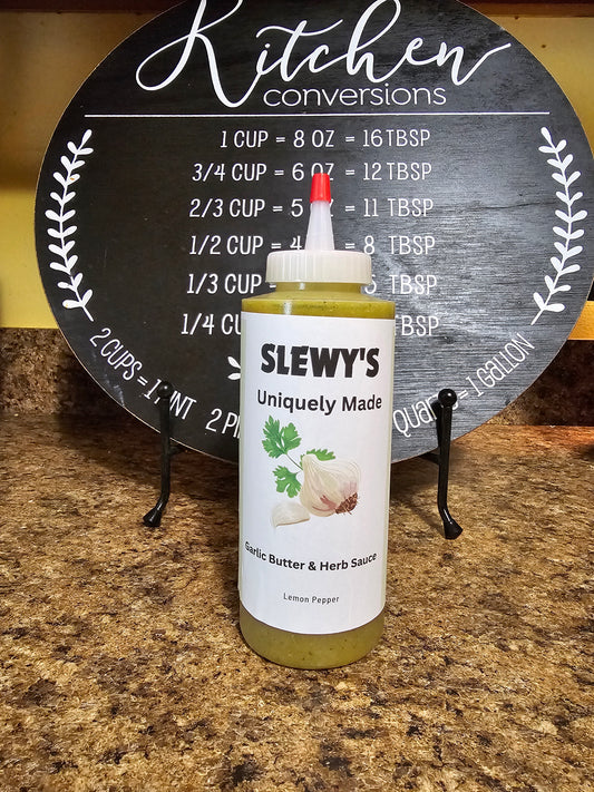 Slewy's Uniquely Made Lemon Pepper Garlic Butter and Herb Sauce Sauce
